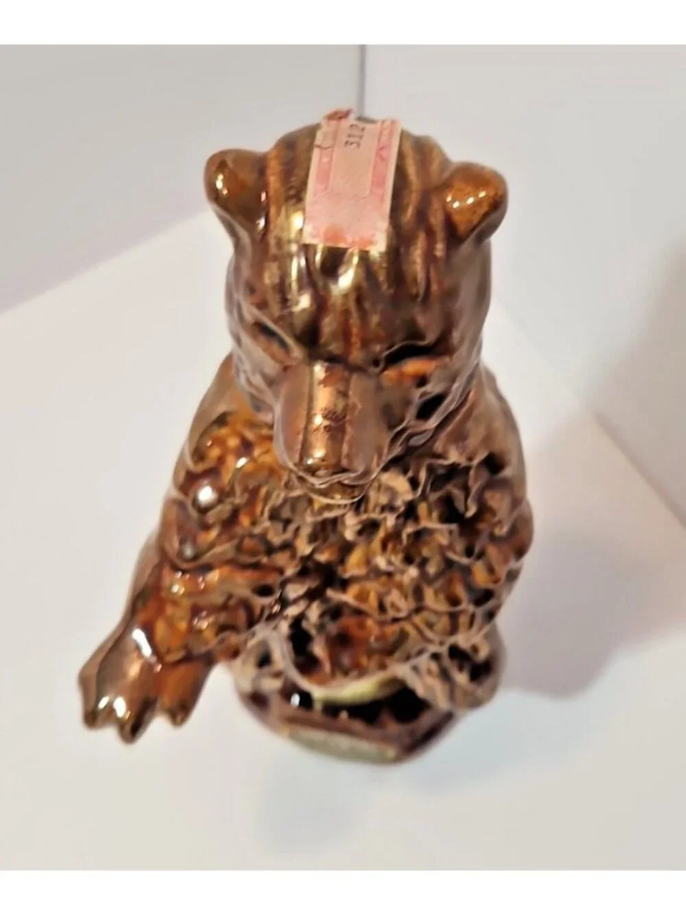Vintage Ezra Brooks Standing Gold Bear Whiskey Decanter Figurine Empty 1968